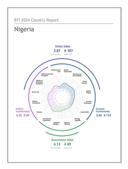 India Nigeria Business and Cultural Council - Report and Publication in BTI Country Report 2024